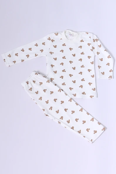 BEBEK PAMUK PİJAMA TAKIMI RENKLİ BASKILI BİSİKLET YAKA A2 - 3