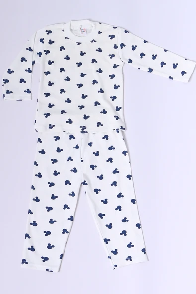 BEBEK PAMUK PİJAMA TAKIMI RENKLİ BASKILI BİSİKLET YAKA A2 - 12