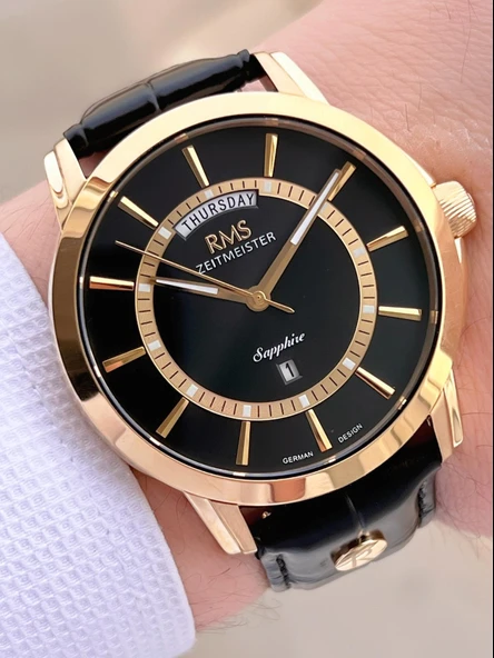Romanson Sapphire Camlı Deri Kordon Takvimli Kadran 5Atm Suya Dayanıklı Erkek Kol Saati AG1632.08