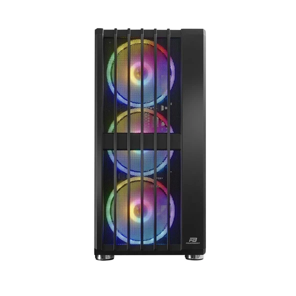 PowerBoost VK-H002B USB3.0 4x14cm ARGB Fanlı Mesh Panel Siyah kasa (PSU Yok) - 2