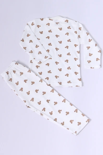 BEBEK PAMUK PİJAMA TAKIMI RENKLİ BASKILI BİSİKLET YAKA A2 - 4