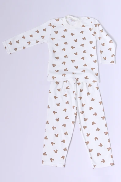 BEBEK PAMUK PİJAMA TAKIMI RENKLİ BASKILI BİSİKLET YAKA A2 - 2