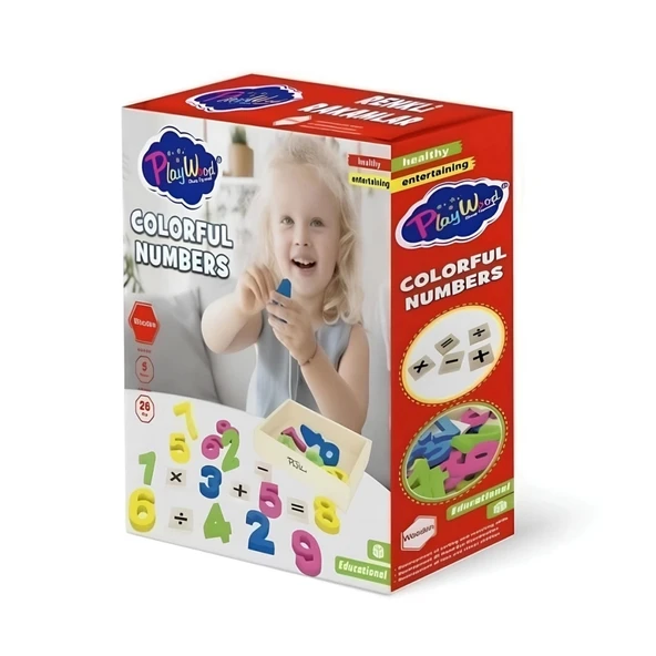 Çocuk Kutuda 26 Parça Ahşap Kasalı Renkli Rakamlar ürün görseli