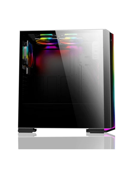 PowerBoost VK-G3906S USB3.0 Siyah Rainbow RGB Fan Strip kasa (PSU Yok) - 2