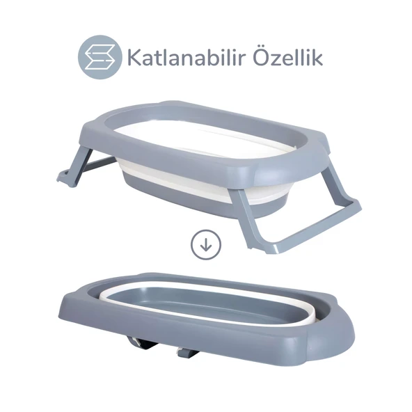 Wellgro 2 Parça Katlanır Bebek Küveti ve Filesi, Katlanır Küvet - 4