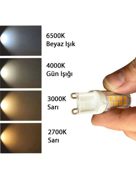 (2 Adet) Osaka 6W 3000K (Sarı Işık) G9 Duylu Led Kapsül Ampul - Resim 5