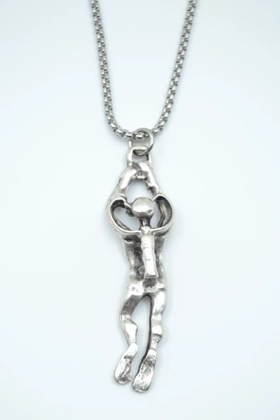 Dalgıç Gümüş Kaplama Örme Zincir Kolye ürün görseli 1