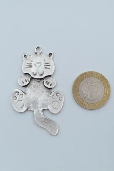 Kedi Gümüş Kaplama Örme Zincir Kolye - Resim 4