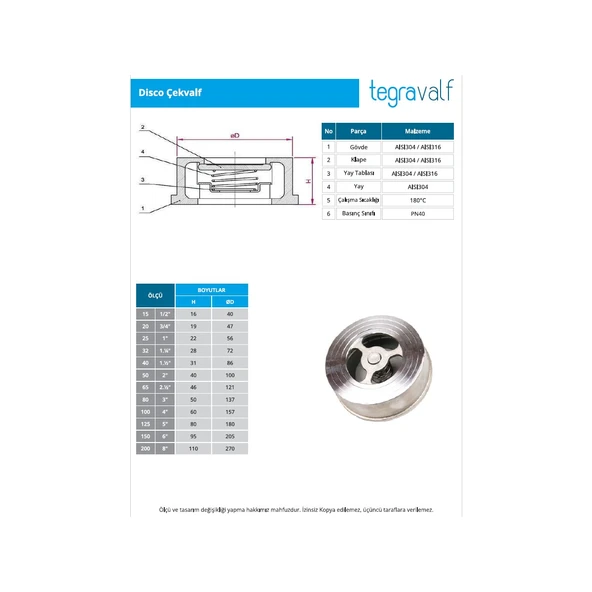 DN65 PASLANMAZ DİSCO ÇEKVALF 304 - 2