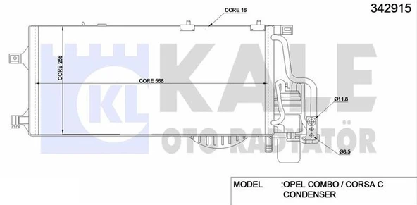 OPEL COMBO C 1.7 KİLİMA RADYATÖRÜ, 1850087