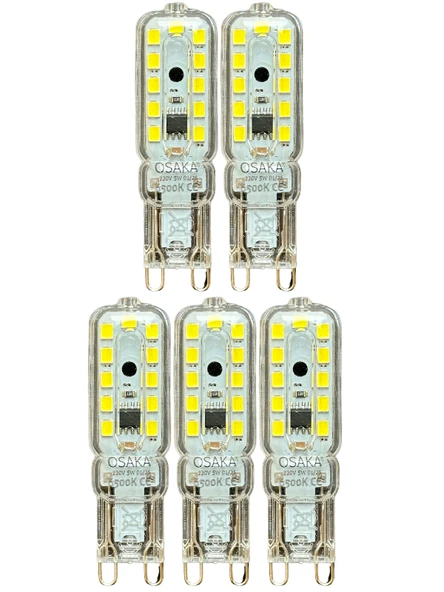 (5 Adet) Osaka 5W 6500K (Beyaz Işık) G9 Duylu Led Kapsül Ampul