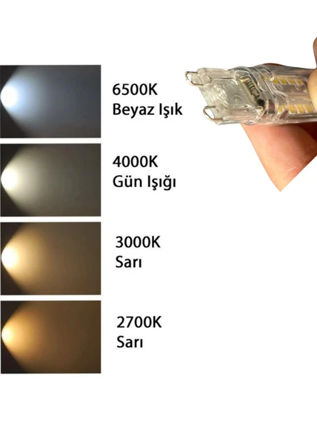 (4 Adet) Osaka 5W 6500K (Beyaz Işık) G9 Duylu Led Kapsül Ampul - Resim 5