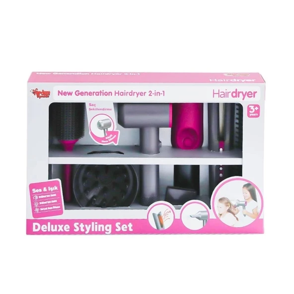 Çocuk HUA-1019 Sesli ve Işıklı 2IN1 Lüks Saç Şekillendirici Set -Vardem Oyuncak