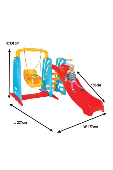 Çocuk 2'si Bir Arada Ergonomik Tasarım Kaydırak Ve Salıncak Oyun Parkı - 2