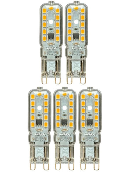 (5 Adet) Osaka 5W 3000K (Sarı Işık) G9 Duylu Led Kapsül Ampul