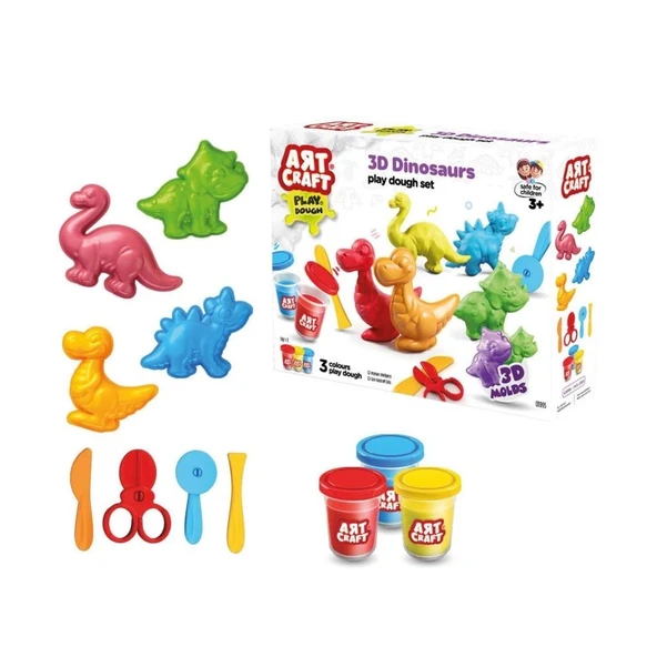Çocuk 03995 Art Craft 3D Dinozorlar Hamur Set 168 Gr -Fentoys