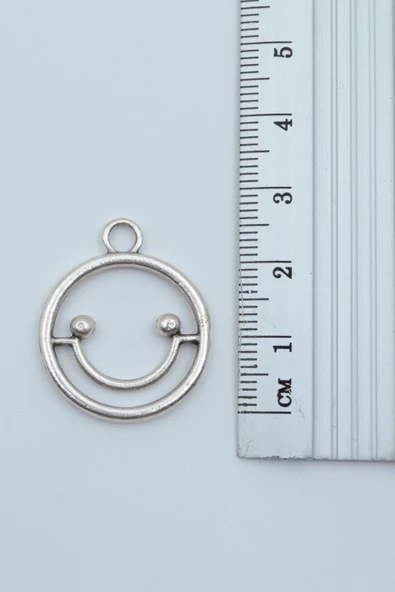 Minimal Gülen Yüz- Smile Gümüş Kaplama Örme Zincir Kolye - 3
