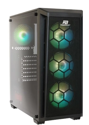 PowerBoost PB-T001BB 750w 80+ Bronze Full Siyah Mesh Panel RGB fan kasa - 4