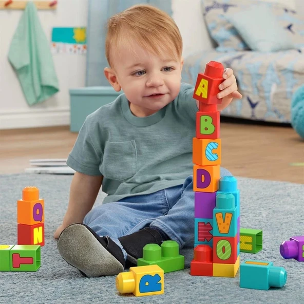 Eğitici Çocuk Gelişimi İçin Mega Bloks Alfabeli Blok Çantası 30 parça - 3