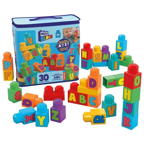 Eğitici Çocuk Gelişimi İçin Mega Bloks Alfabeli Blok Çantası 30 parça - 4