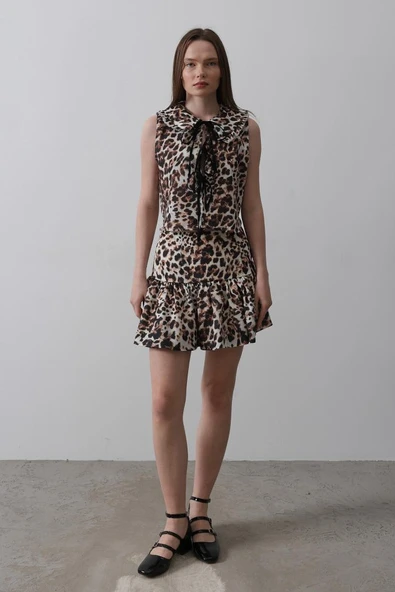 Lucky Life Kadın Leopar Desen Mini Etek - Leopar