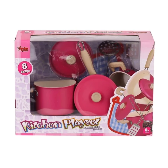 Emaye Tencere Seti 8 Parça Çocuklar İçin Sağlıklı Mutfak Seti - Resim 3