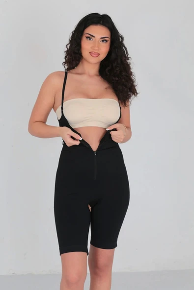 Premium İncelten Askılı Toparlayıcı Sıkılaştırıcı Vücut Şekillendiren Kadın Fermuarlı Tam Boy Korse - Resim 4