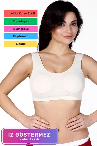 Özel Üretim Rahat Sıkılaştırıcı Toparlayıcı Şekillendirici Kadın Dikişsiz Kalın Askılı Pedli Bustiyer