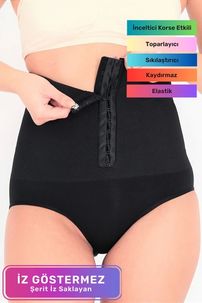 Premium Toparlayıcı Sıkılaştırıcı Vücut Şekillendirici Kaymaz Ağraflı Yüksek Bel Slip Korse ürün görseli