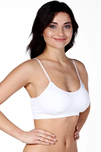 Yeni Sezon Esnek Askılı Pedli Rahat Kadın Konforlu İnce Askılı Pedli Kadın Büstiyer İç Giyim - Resim 2