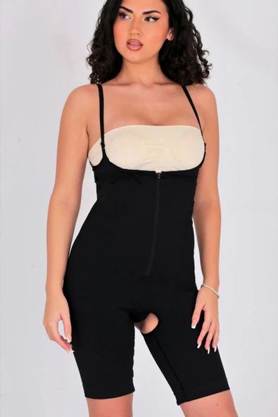 Premium İncelten Askılı Toparlayıcı Sıkılaştırıcı Vücut Şekillendiren Kadın Fermuarlı Tam Boy Korse - Resim 2