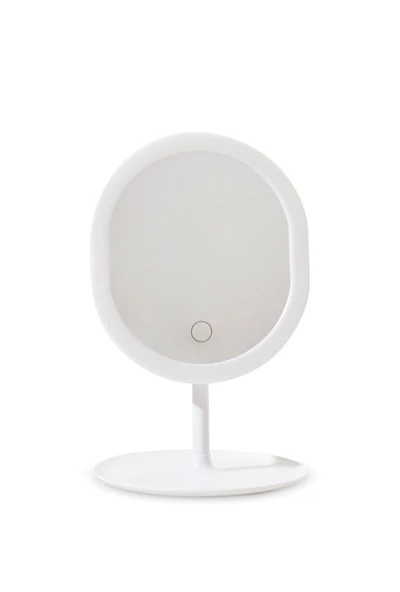 3 Renk Led'li Taşınabilir Şarjlı Işıklı OVAL Makyaj Aynası Beyaz Renk - 2