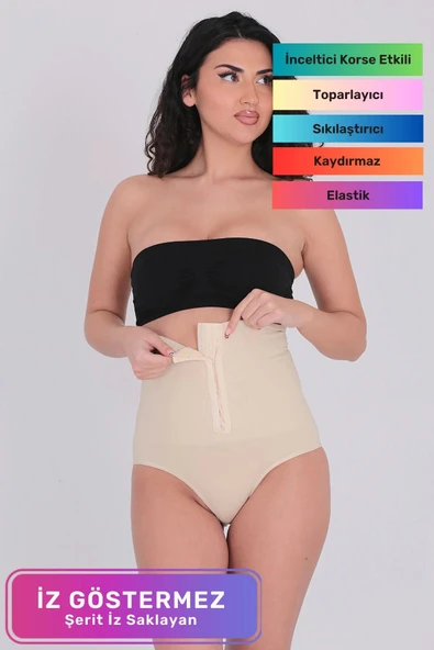 Premium Toparlayıcı Sıkılaştırıcı Vücut Şekillendirici Kaymaz Ağraflı Yüksek Bel Slip Korse ürün görseli 1