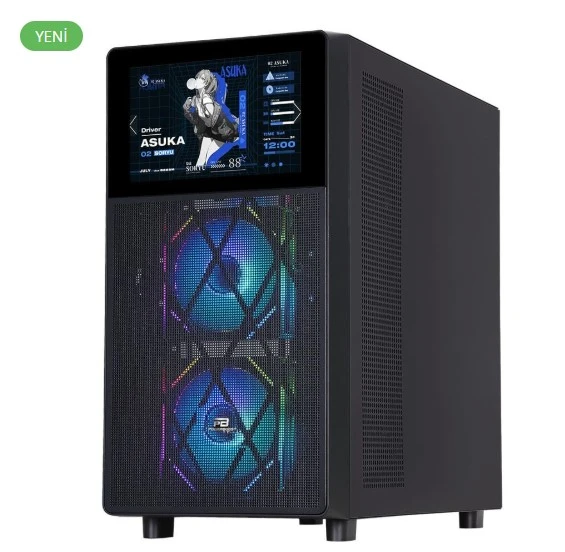 PowerBoost PB-P4367BB USB 3.0, ATX LCD Mesh Panel, ARGB Fan, Siyah Kasa (PSU Yok) - 5