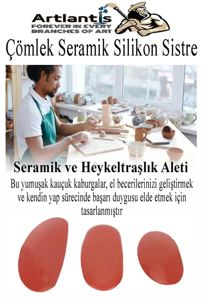 Çömlek Seramik Silikon Sistre Böbrek Fil Kulağı 3 lü 1 Paket Kil Heykel Kauçuk Kaburga Heykeltraş Küçük Orta Büyük - 5