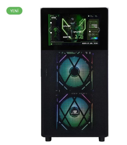 PowerBoost PB-P4367BB USB 3.0, ATX LCD Mesh Panel, ARGB Fan, Siyah Kasa (PSU Yok) - 3