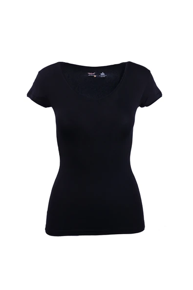 Looksense Bsm Kadın Modal V Yaka Kısa Kol Body 46543 - Resim 2