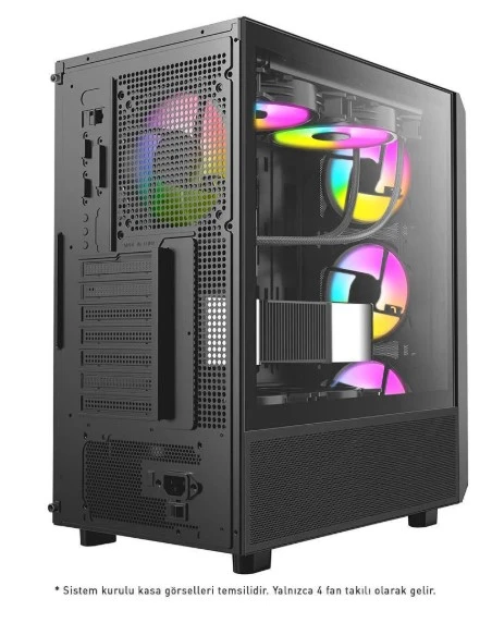 PowerBoost PB-P3602BB 850w 80+ Bronze USB 3.0 ATX Mesh ARGB fan siyah kasa - 4
