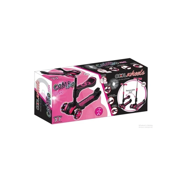 Combo Oturaklı Scooter Pembe Katlanabilir ve Konforlu - 3