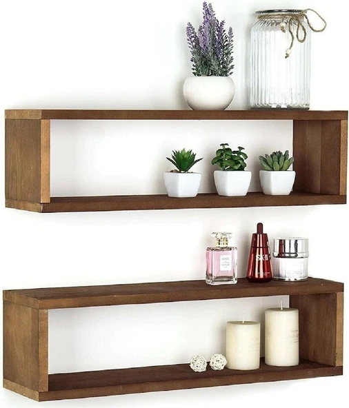 KUZELA  Ahşap Ikili Duvar Raf.