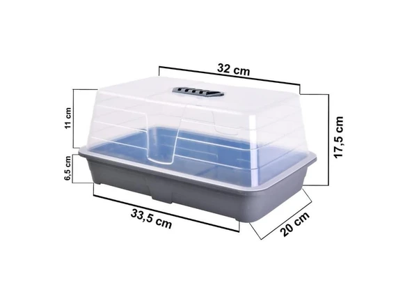 Omnipazar SO-FYT2 Fide Yetiştirme Fanusu Takımı 4.1 Litre 33.5 cm No 2 Antrasit - Resim 2