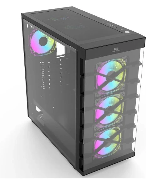 PowerBoost PB-GR222BB USB3.0 Full Siyah Tempered Glass 7xARGB Fanlı kasa (PSU Yok) - 3