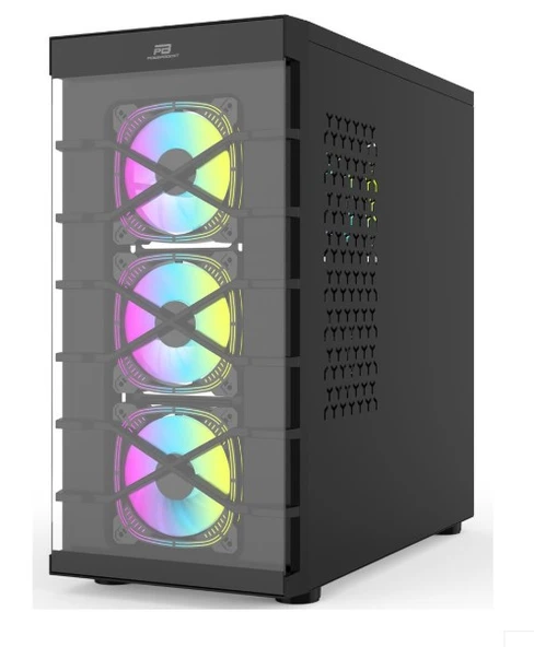 PowerBoost PB-GR222BB USB3.0 Full Siyah Tempered Glass 7xARGB Fanlı kasa (PSU Yok) - 2
