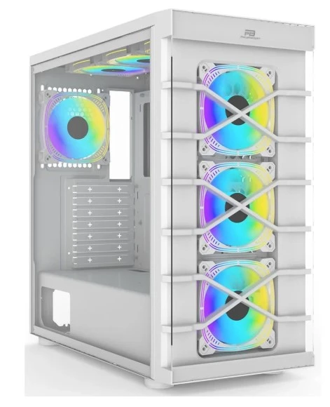PowerBoost PB-GR222BW USB3.0 Full Beyaz Tempered Glass 7xARGB Fanlı kasa (PSU Yok)