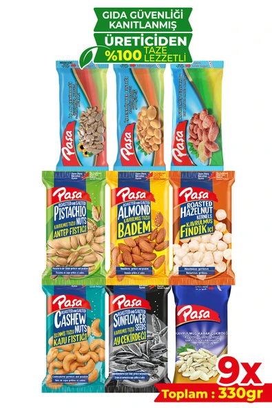 Paşa Kuruyemiş Lezzeti Keşfet 330 gr - 9 Paket (1. KALİTE) - 1
