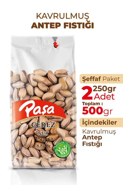 Paşa Kuruyemiş Kavrulmuş Antep Fıstığı 250 gr X 2 Adet (500 gr) - 2