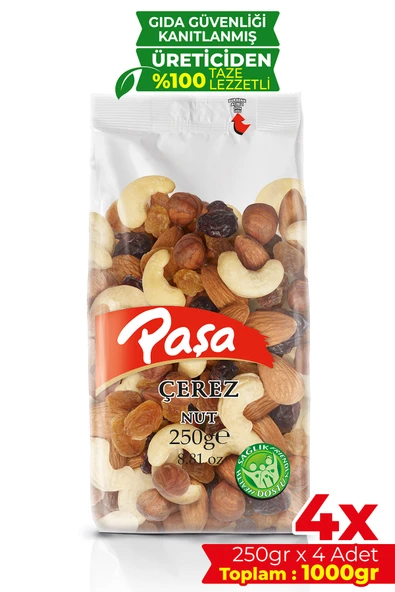 Paşa Kuruyemiş Çiğ Karışık Kuruyemiş 250 gr x 4 Adet (1 kg) - 1