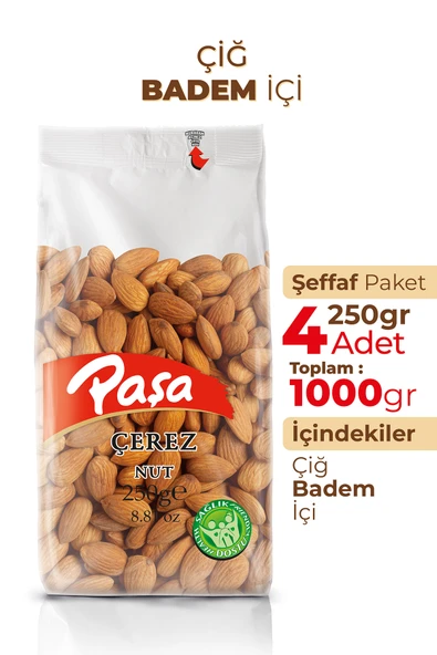 Paşa Kuruyemiş Çiğ Badem İçi 250 gr x 4 Adet (1 kg) - 2