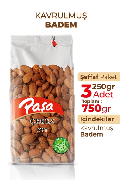 Paşa Kuruyemiş Kavrulmuş Badem 250 gr X 3 Adet (750 gr) - 2