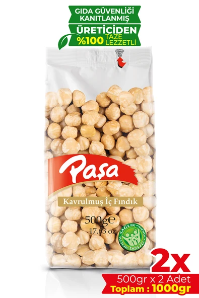 Paşa Kuruyemiş Kavrulmuş Fındık İçi 500 gr x 2 Adet (1 kg)